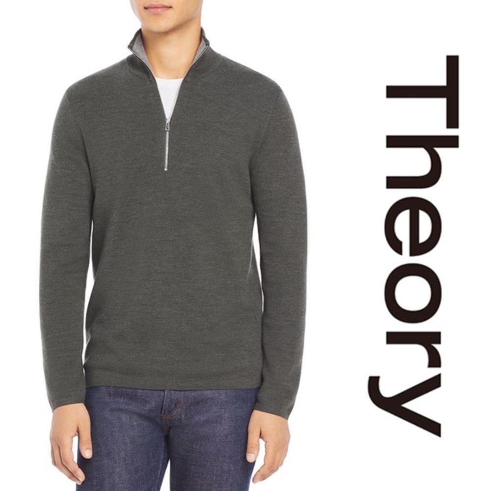 NWT Theory Arnaud Quarter Zip Pullover in Grove Multi sz Small